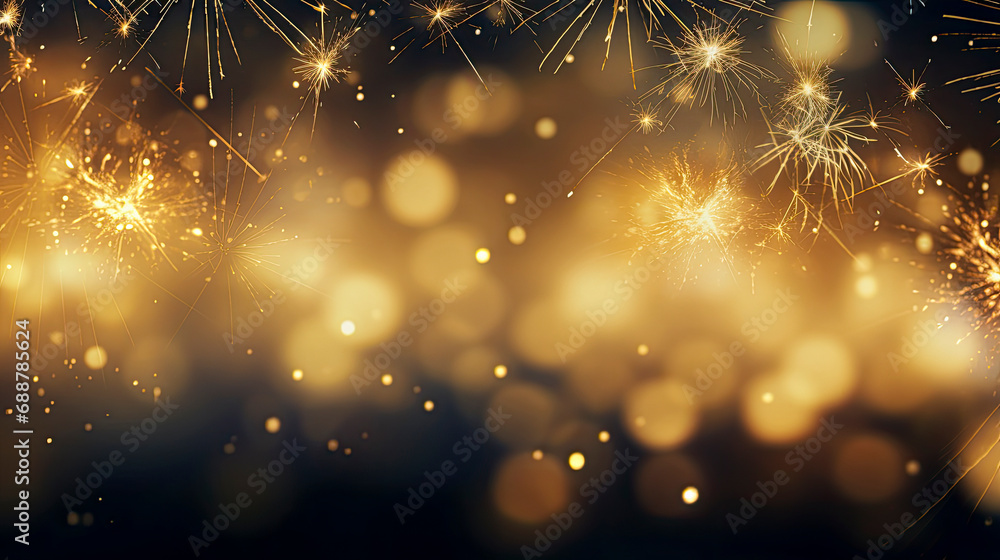 Fototapeta premium New year background with fireworks generative ai