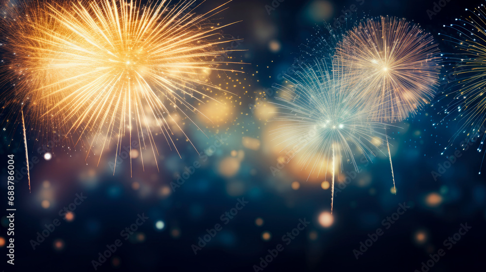 Fototapeta premium New year background with fireworks generative ai