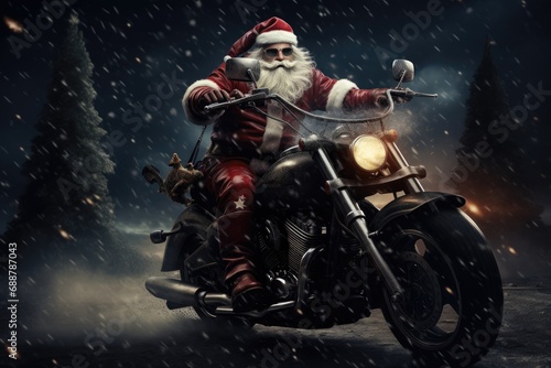 santa claus riding a motorcycle