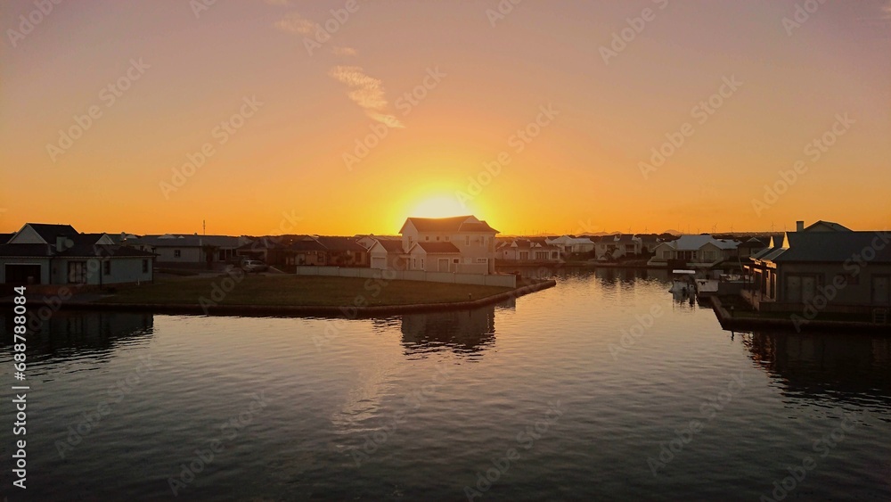 Beautiful Sunsett on Marina Martinique Canal in Jeffreys Bay, South Africa Beautiful Sunsett on Marina Martinique Canal in Jeffreys Bay, South Africa