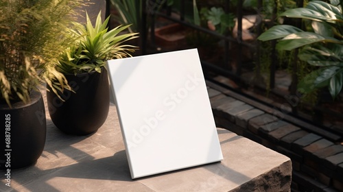 Notepad with blank front, realistic on a mockup template in a desk in a modern office,