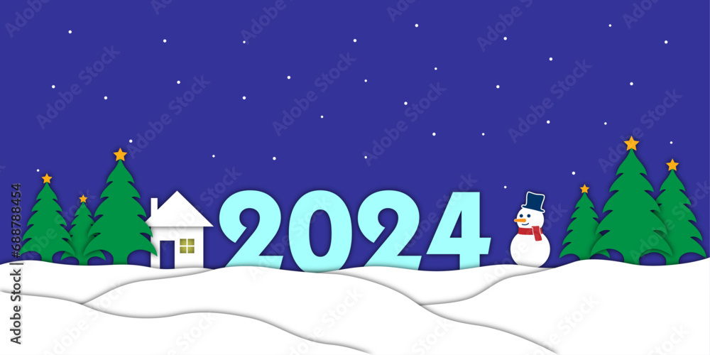 New Year 2024. Christmas. Snowman