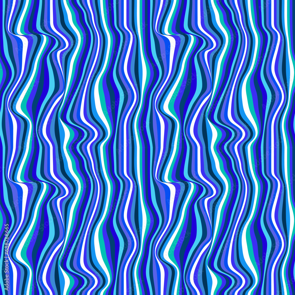Waterfall inspired pattern of vertically flowing water lines. Vector seamless pattern design for textile, fashion, paper and wrapping
