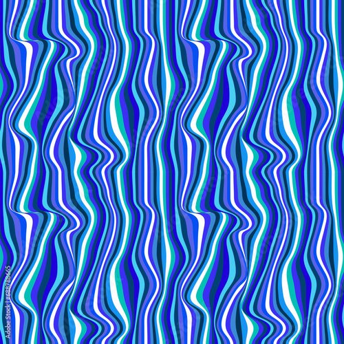 Waterfall inspired pattern of vertically flowing water lines. Vector seamless pattern design for textile, fashion, paper and wrapping