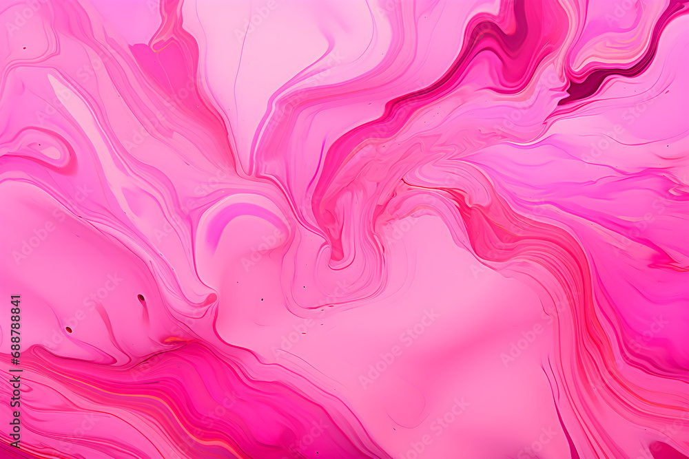 Pink liquid glossy texture background. AI generated
