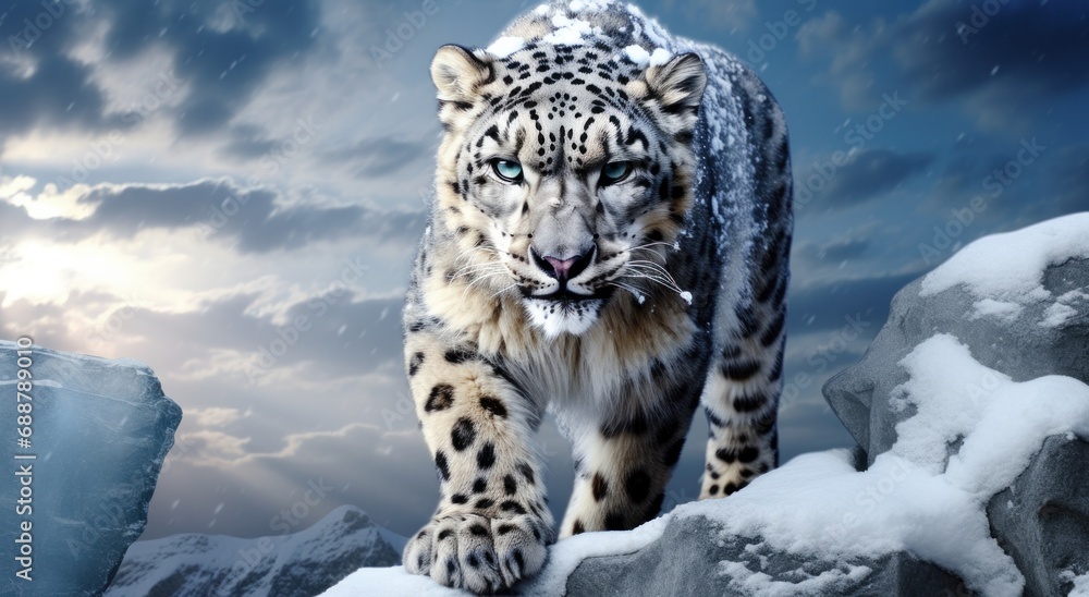 Fototapeta premium snow leopard, asia wallpapers,