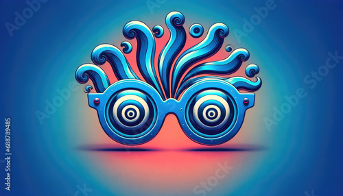 Excentric glasses with spirals. Hypnotise goggles. World Hypnotism Day