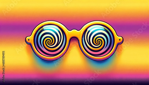 Excentric glasses with spirals. Hypnotise goggles. World Hypnotism Day photo