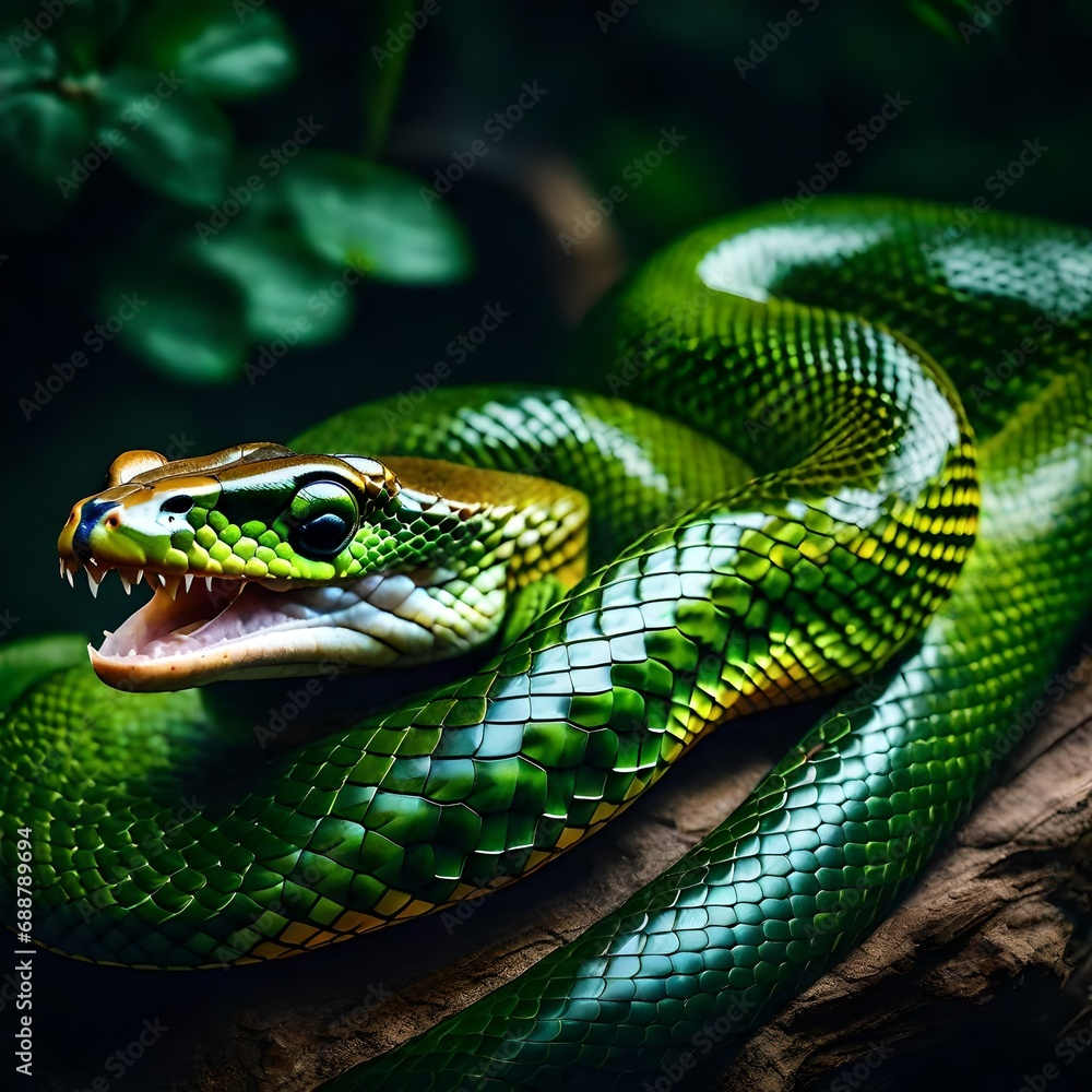 green snake on a branch generative AI tool green snake on a branch generative AI tool