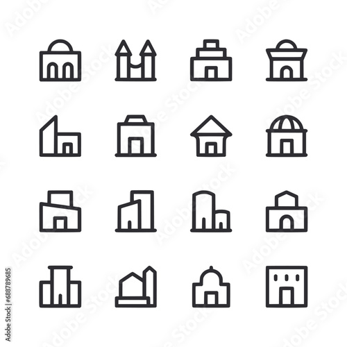 set of icons building