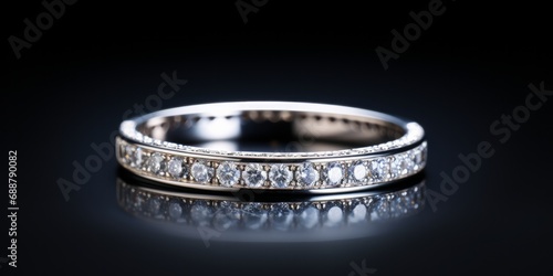 luxury high resolution jewelry, minimalist wedding band, angled top down, studio bright,