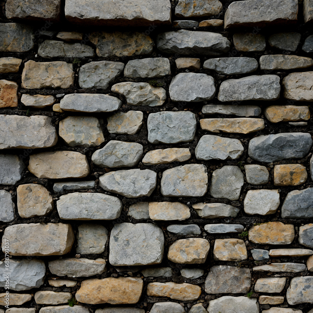 Obraz premium Die Robustheit der Natur: Stabile Steinmauer in der Landschaftsgestaltung