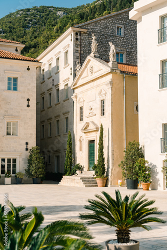 Old stone church of St. Mark on the square. Perast  Montenegro