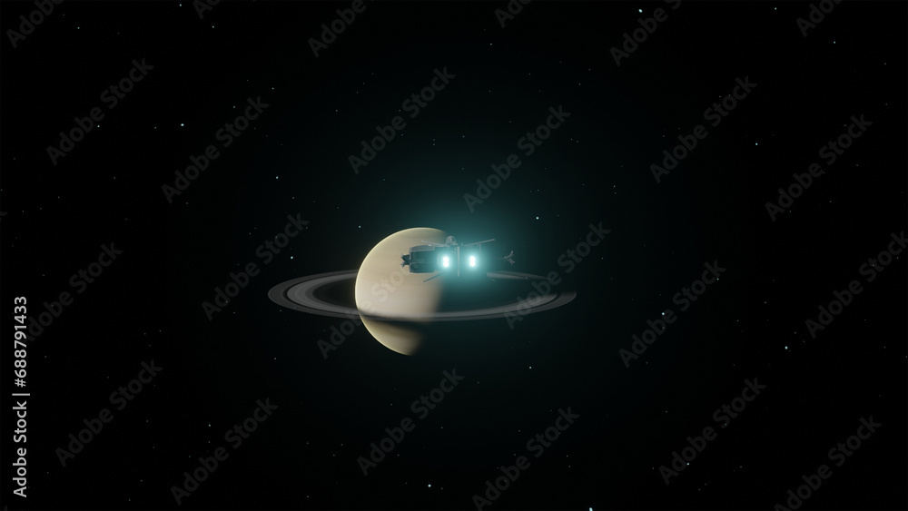 Spacecraft Approaching to planet Saturn 4K Spacecraft Approaching to planet Saturn 4K