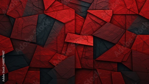 Background with flat geometric patterns in red with a rough surface created with Generative AI