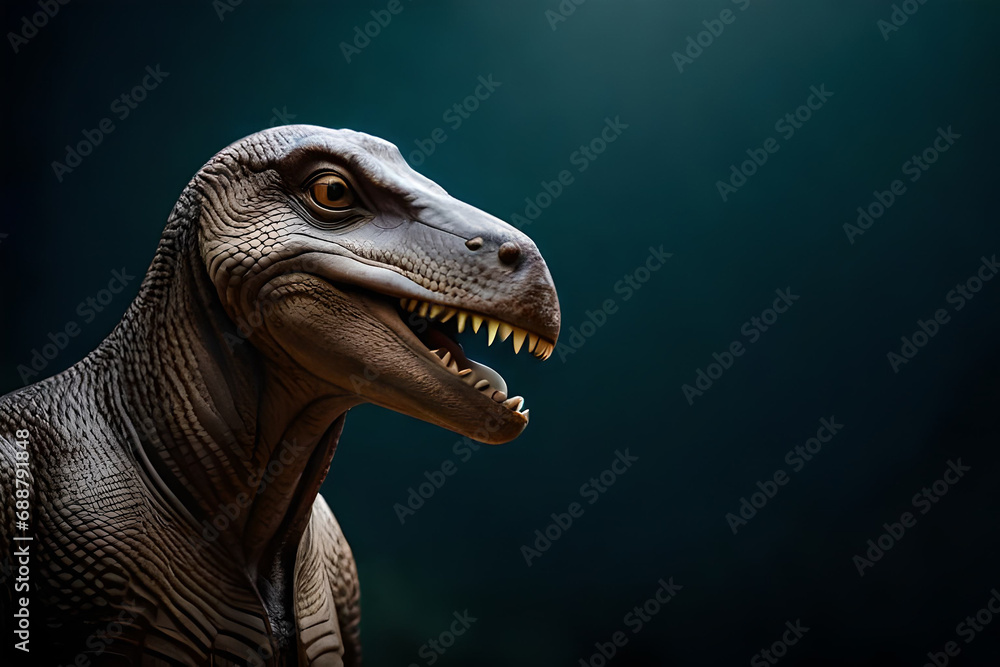 Dinosaurs tyrannosaurus rex on top mountain - obrazy, fototapety, plakaty 