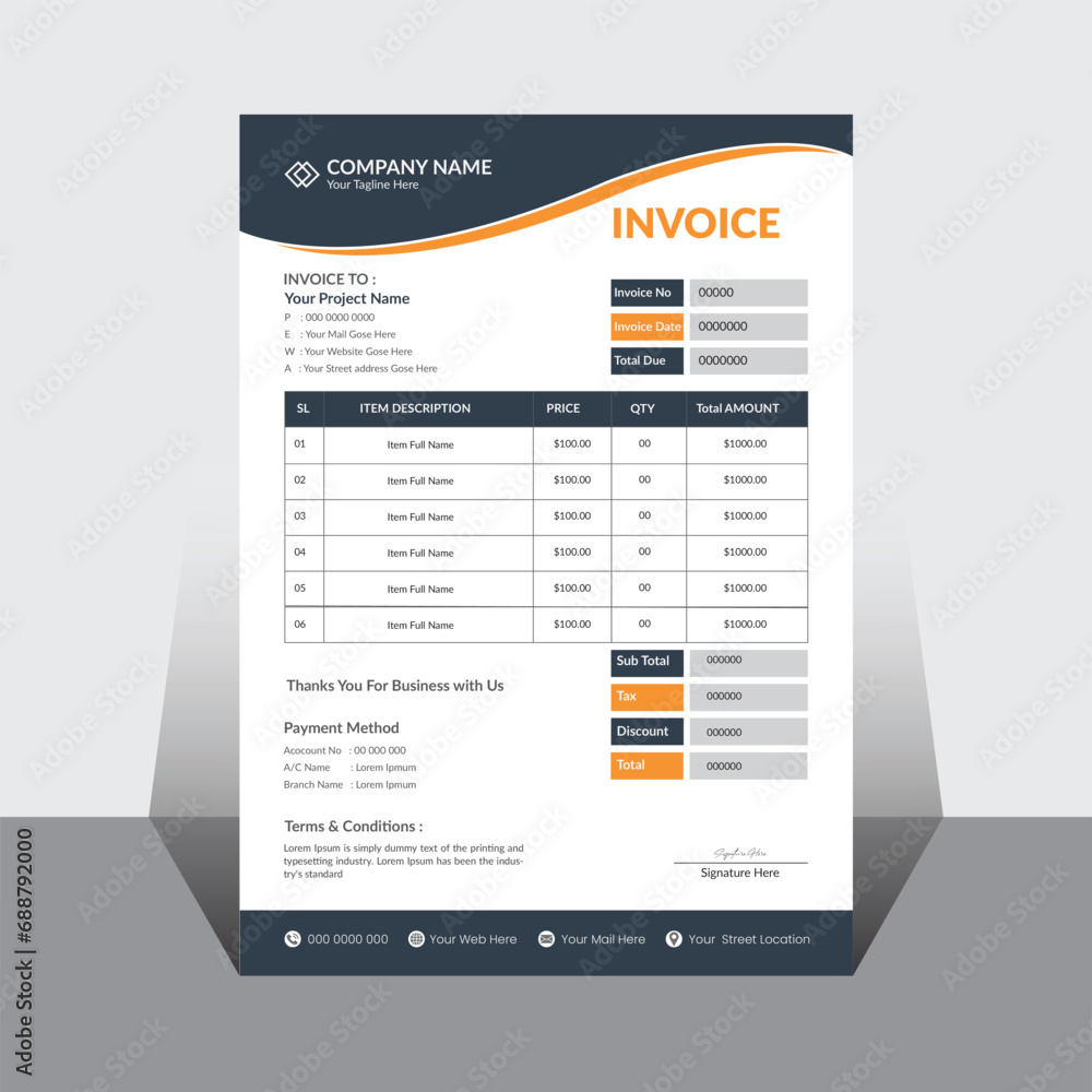 Vector creative modern invoice business template Vector creative modern invoice business template