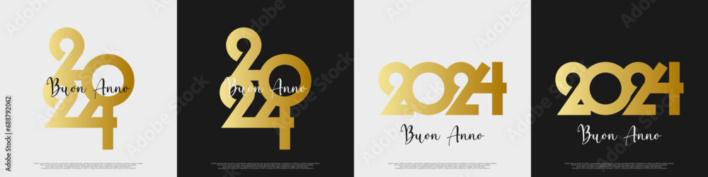 felice anno nuovo - buon anno 2024	 - obrazy, fototapety, plakaty 