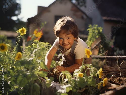 Smiling Baby Gardener