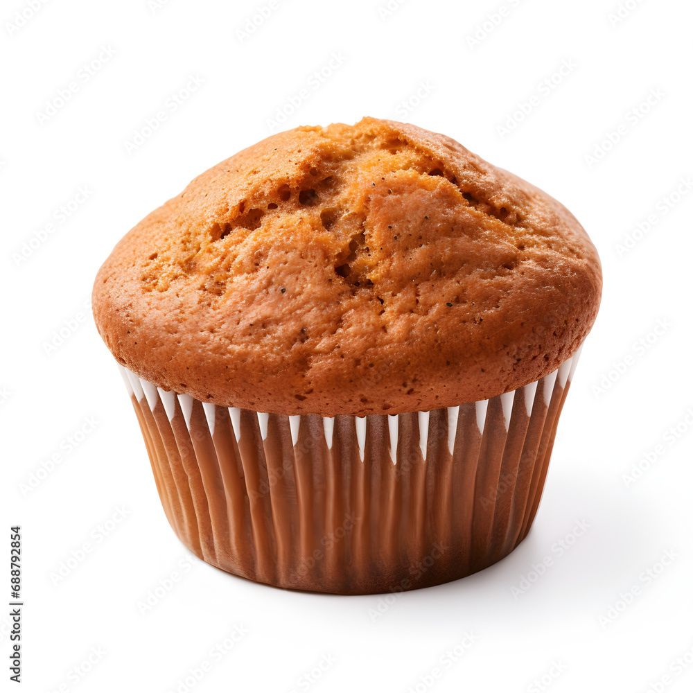 A bran muffin isolated on a white background A bran muffin isolated on a white background
