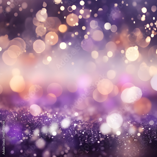 Abstract purple glitter background with bokeh lights