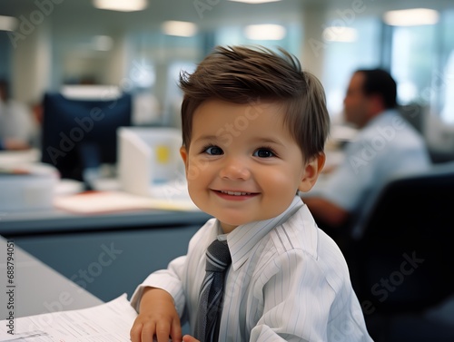 Smiling Infant Enjoying Workday