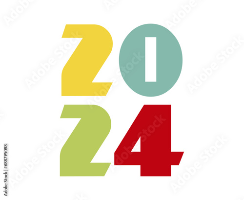 2024 Happy New Year Abstract Multicolor Graphic Design Vector Logo Symbol Illustration