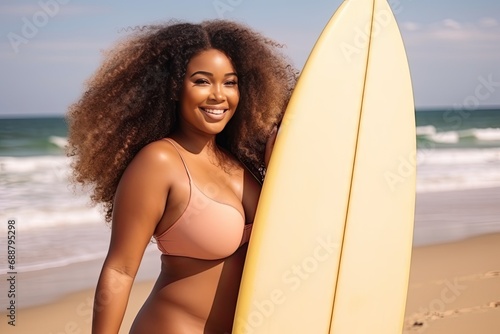 black woman with surfboard © KirKam
