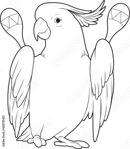 Parrot Musician Maracas Music Animal Vector Graphic Art Illustration