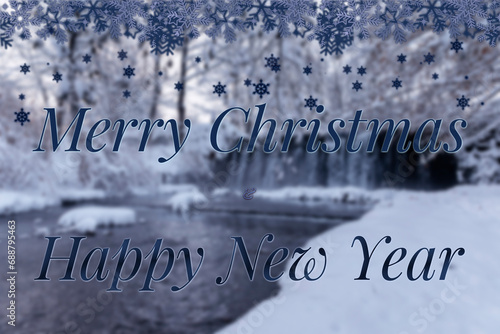 Tło świąteczne, zimowe, kartka na Boże Narodzenie, Nowy Rok, efekt bokeh (Background, festive, winter, card for Christmas, New Year, bokeh effect)
