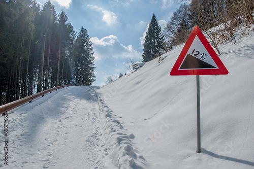 Road signs with snow