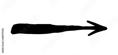 Hand painted arrow drawn with ink brush. Png clipart isolated on transparent background