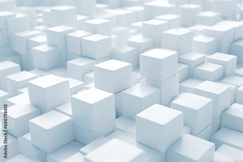 A picture of a large group of white cubes in a room. This image can be used for various purposes A picture of a large group of white cubes in a room. This image can be used for various purposes