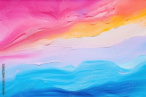 A vibrant and dynamic painting capturing a wave of colorful paint. Perfect for adding a burst of energy and creativity to any project