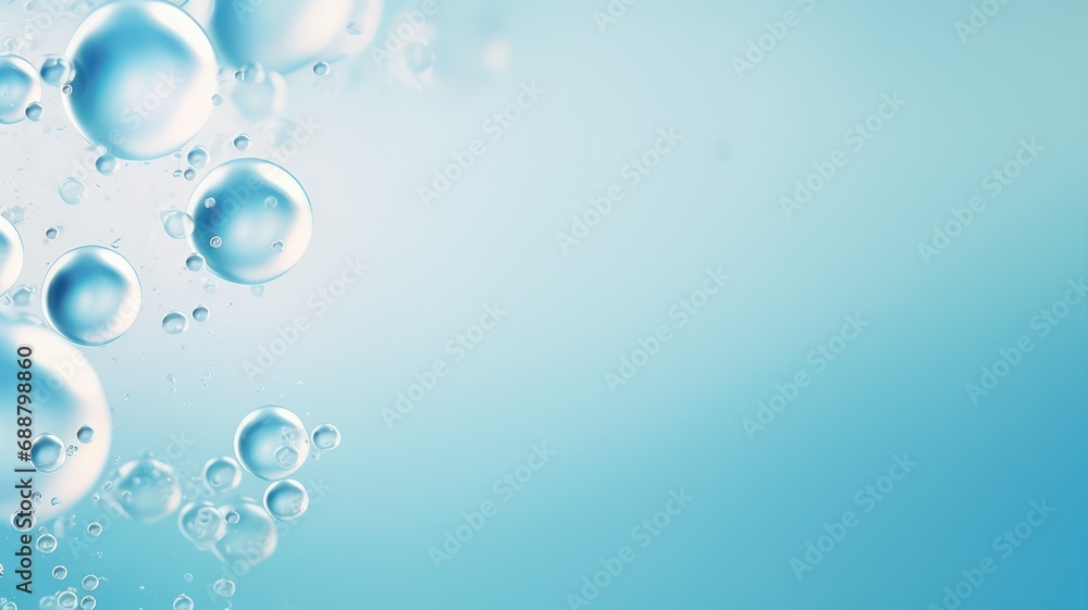 Blue background with water bubbles created with Generative AI