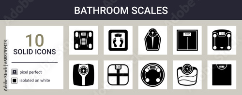 Bathroom scales icon set in solid style photo