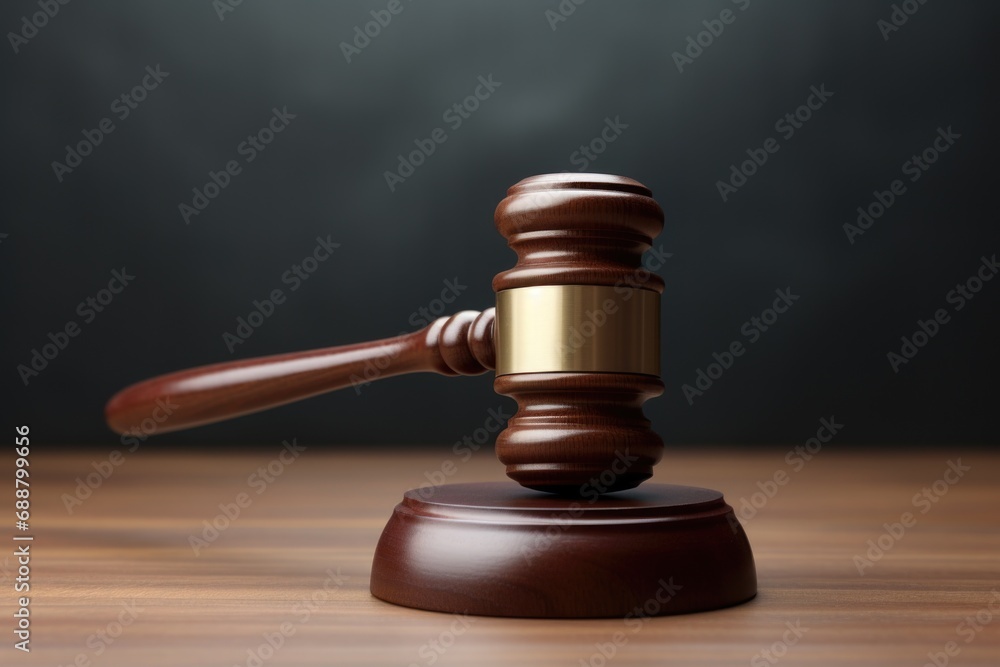 A wooden gavel sitting on top of a wooden table. Suitable for legal, justice, and law-related concepts A wooden gavel sitting on top of a wooden table. Suitable for legal, justice, and law-related concepts