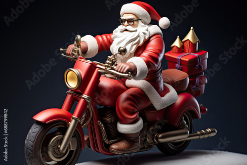 Motorcyclist Santa Claus, Father Christmas, Saint Nicholas, Saint Nick, Kris Kringle, motorbike, cyclist, motorcycle