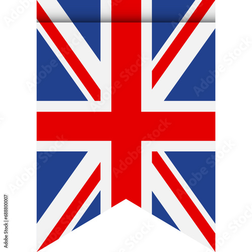 United Kingdom flag or pennant isolated on white background. Pennant flag icon.