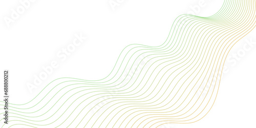 Abstract background with waves for banner. Medium banner size. Vector background with lines. Element for design isolated on white. Green and yellow colors