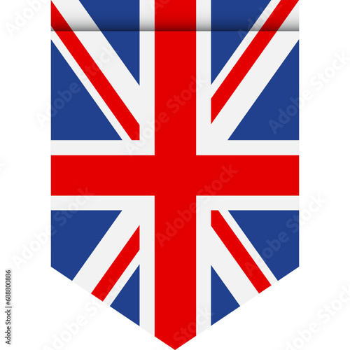 United Kingdom flag or pennant isolated on white background. Pennant flag icon.