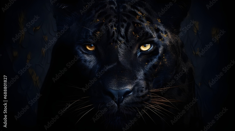 portrait of a panther in the dark mode
