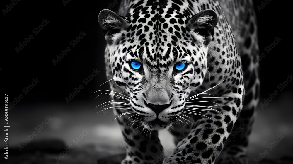 Naklejka premium portrait of a jaguar in the dark mode