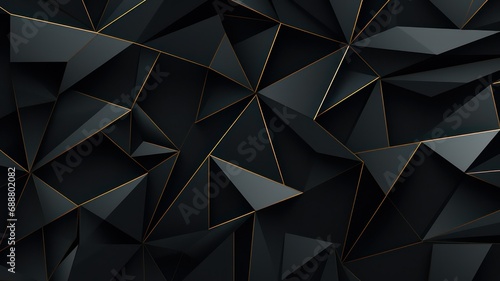 Flat geometric pattern in black with fine golden lines created with Generative AI