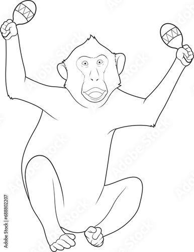 Monkey Musician Maracas Music Animal Vector Graphic Art Illustration