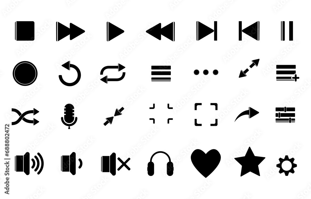 Fototapeta premium media player icon set vector illustration