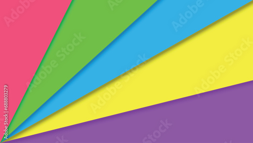 Colored sheets of paper lying on top of each other. Multicolored geometric background.