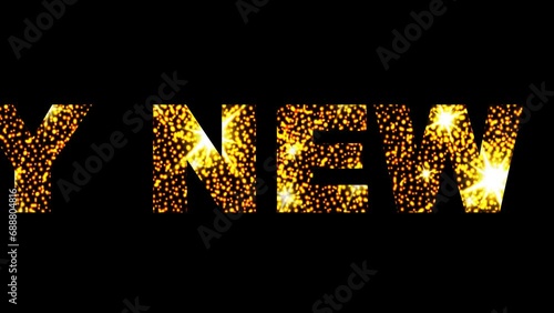 Animated text Happy New Year. Motion Graphics. Happy New Year Gold Text. photo