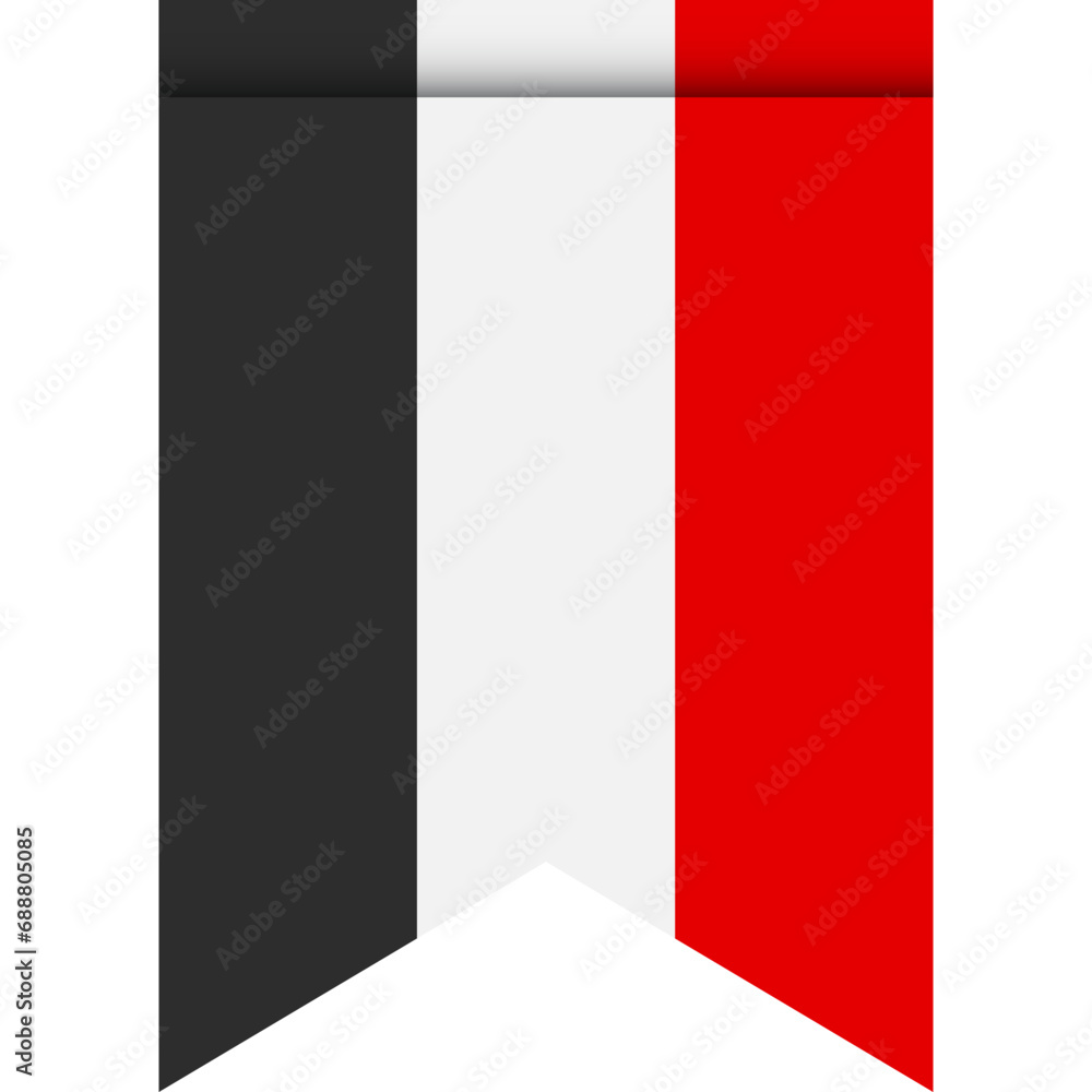 Yemen flag or pennant isolated on white background. Pennant flag icon.