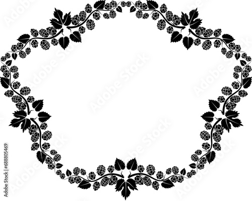 frame with hop cones and leaves 